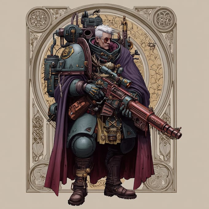 illustrate detailed warhammer 40k characters