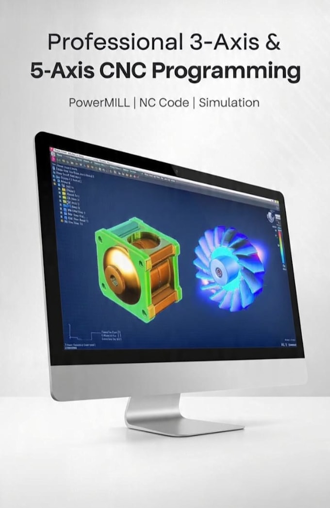 program your 3,5 axis  cnc part in powermill with nc code