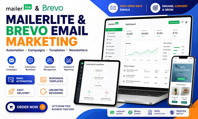 setup mailerlite email marketing, automation, landing page, campaigns, brevo