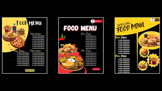 design restaurant menu, food menu, cafe menu and digital menu board