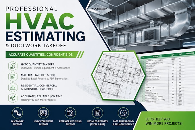 do hvac takeoff, ductwork estimation and material takeoff