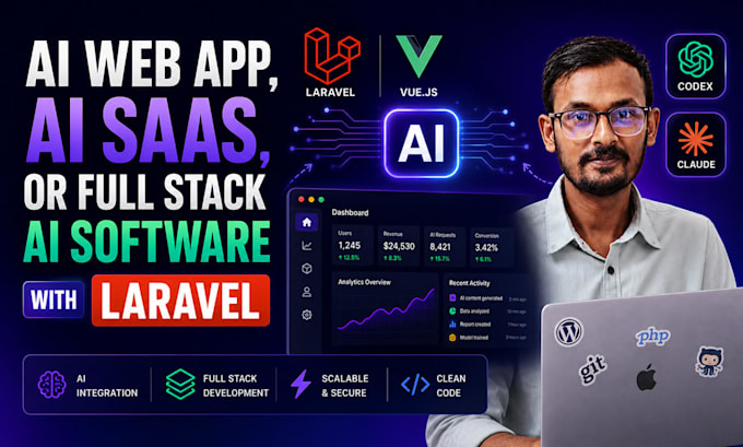 ai web app, ai saas or full stack ai software with laravel