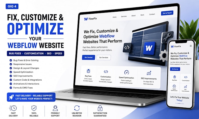 fix customize and optimize your webflow website