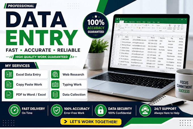 do fast and accurate data entry, typing, copy paste and PDF