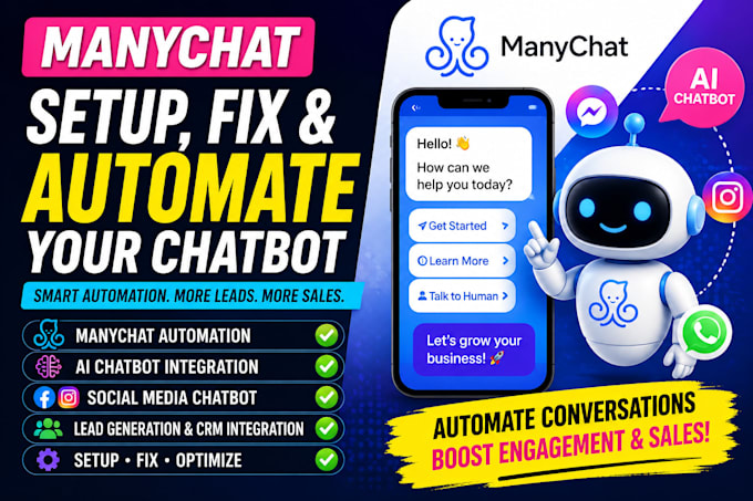 setup fix manychat automation manychat social media ai chatbot automation