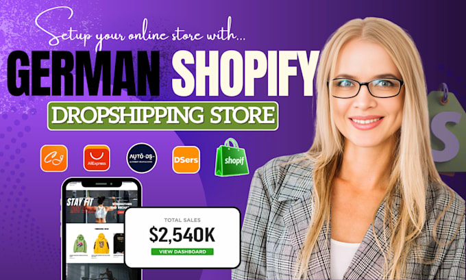 create a german shopify store, shopify dropshipping website,dropshipping store