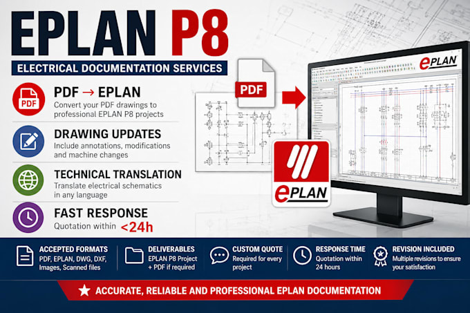 convert PDF electrical schematics into professional eplan p8 projects