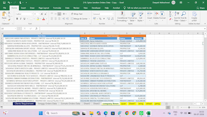 make excel data readable