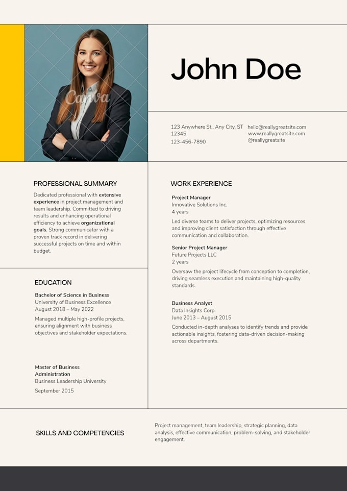 write a professional resume and CV for you