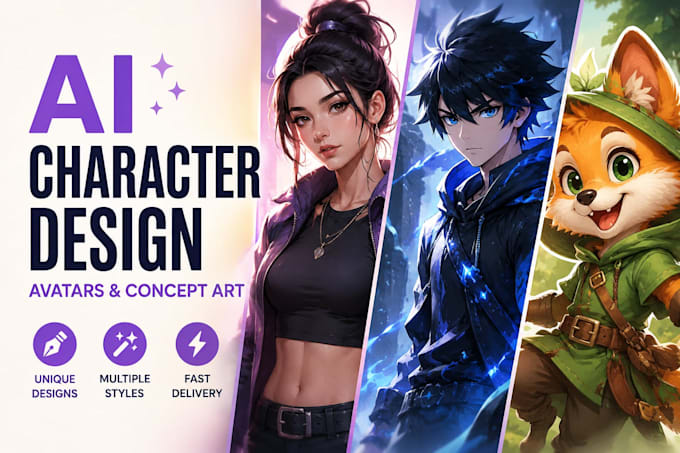 create unique ai character designs, avatars, and concept art
