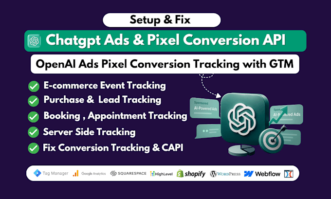 setup or fix openai ads pixel chatgpt ads conversion tracking with GTM ga4