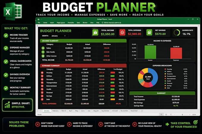 create a custom monthly budget planner in excel
