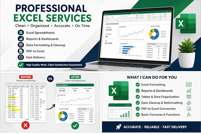 create custom excel spreadsheets, dashboard and reports