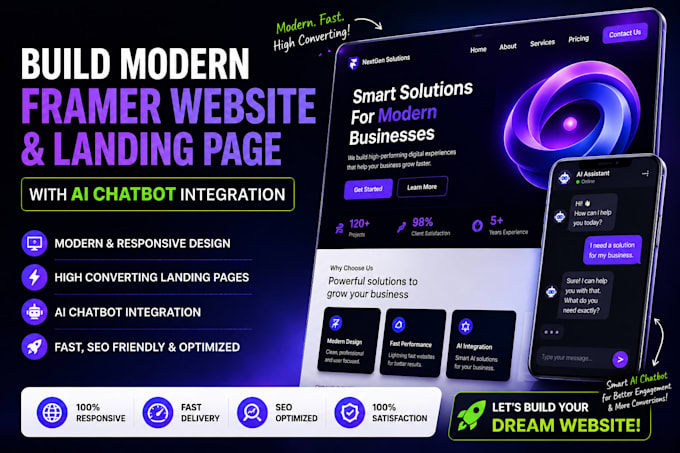 build modern framer website landing page with ai chatbot integration