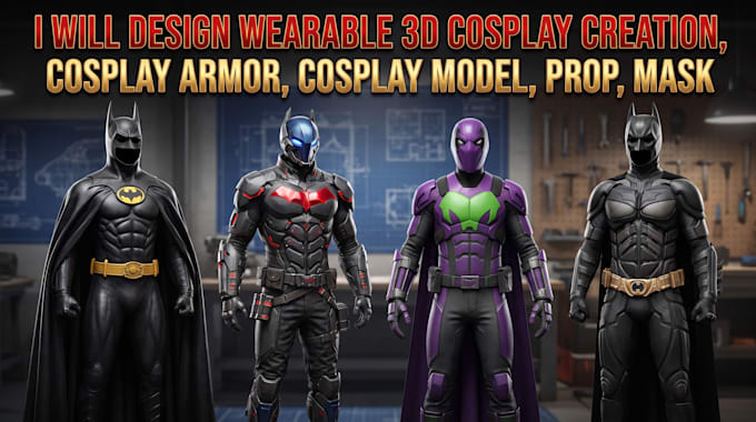 design wearable 3d cosplay creation, cosplay armor, cosplay model, prop, mask