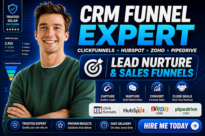 setup clickfunnels zoho hubspot pipedrive CRM lead nurture funnel