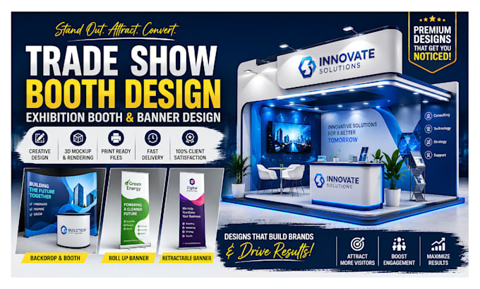 do trade show booth design, exhibition booth and banner design