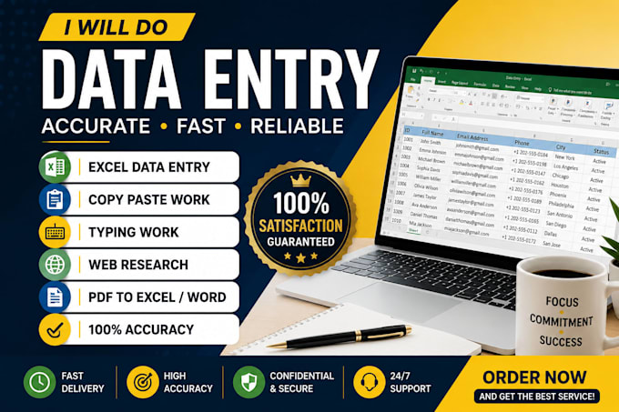 do accurate data entry, excel data entry, copy paste and typing