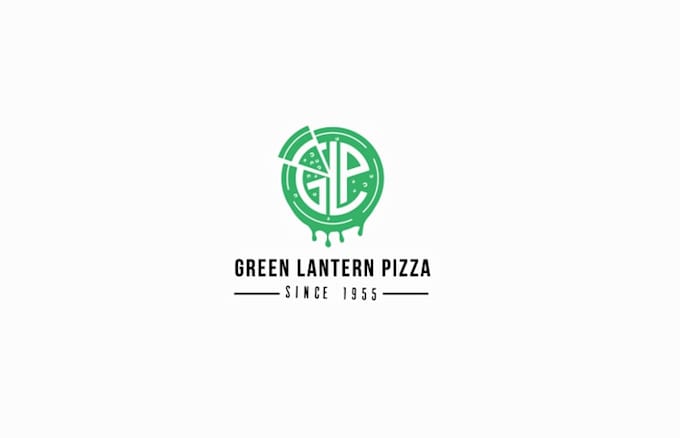 design green lantern pizza re brand logo