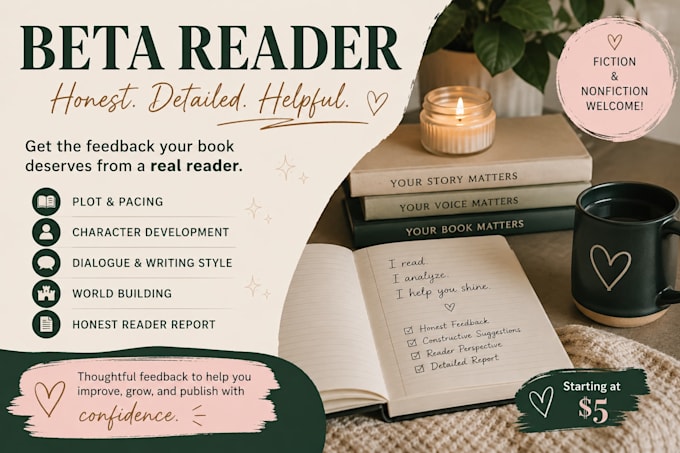 beta read your book and provide honest, detailed feedback