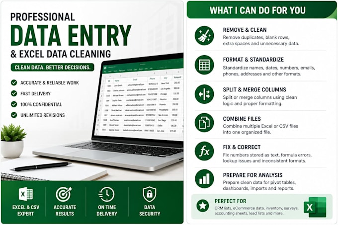 do data entry, data cleaning, and data formatting