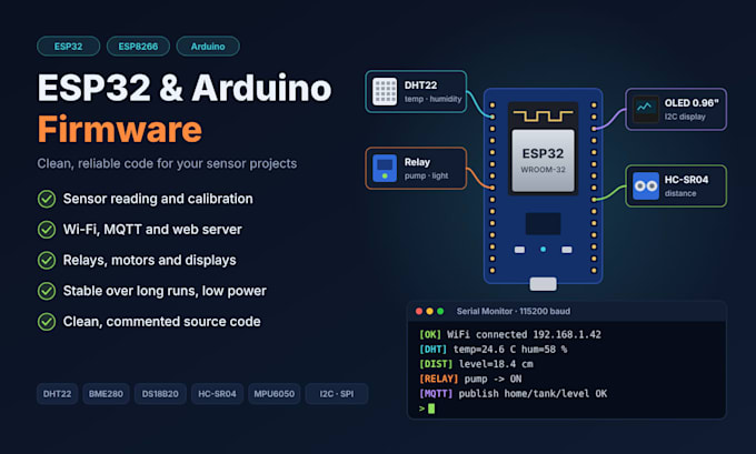 develop esp32 and arduino firmware for your sensor projects