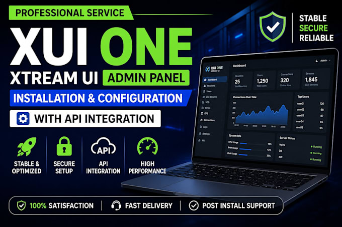 install and configure xtream ui, xui one and xtreammaster panel with stream