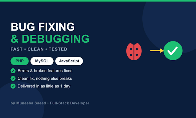 fix bugs and errors in your PHP, mysql and javascript code