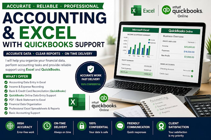 do accurate excel data entry  and basic accounting tasks