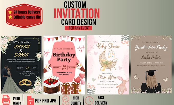 design a wedding, birthday and event invitation card
