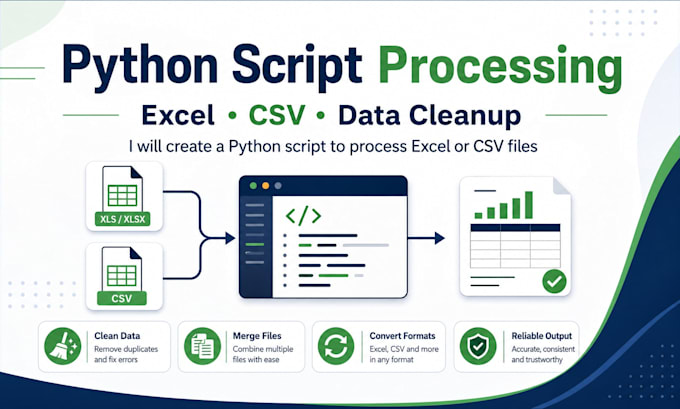 create a python script to process excel or CSV files
