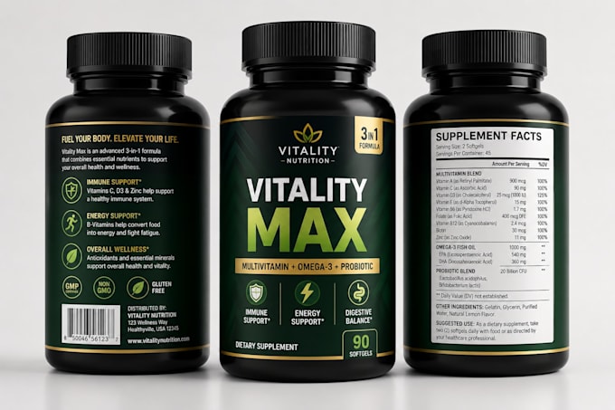 design professional supplement bottle label