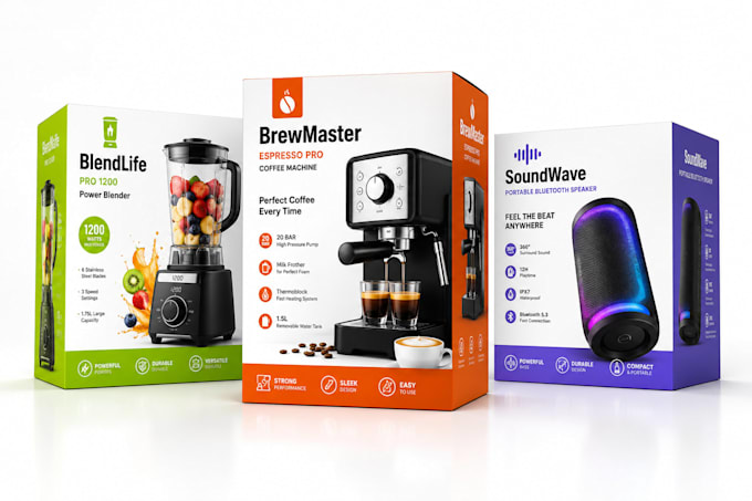 design amazon product packaging box and label