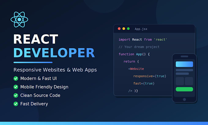 build responsive react js website and react web app frontend