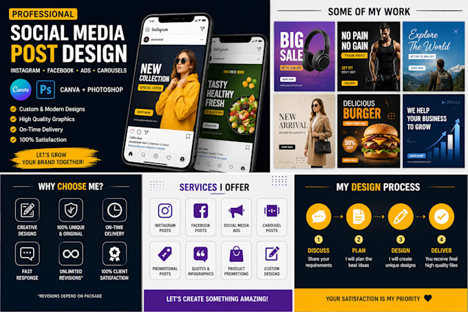 design instagram and facebook social media posts