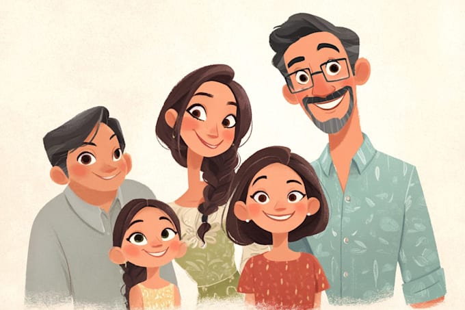 draw a disney family portrait illustration