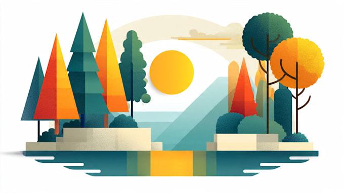 draw a flat vector landscape illustration