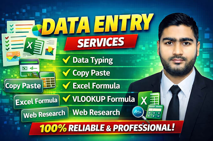 excel data entry, vlookup, excel formula and data cleaning