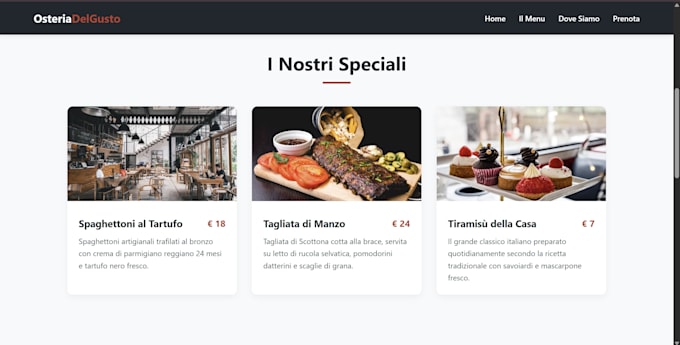 design and code a custom HTML restaurant website