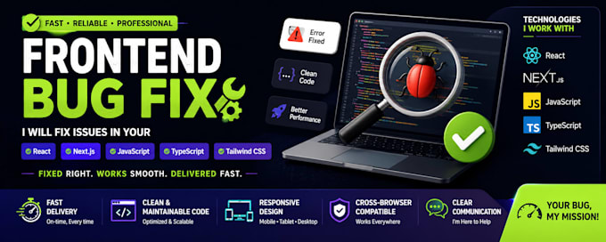 fix react nextjs javascript typescript frontend bugs fast