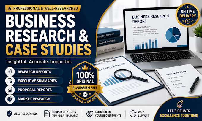write business case studies, research reports and summaries
