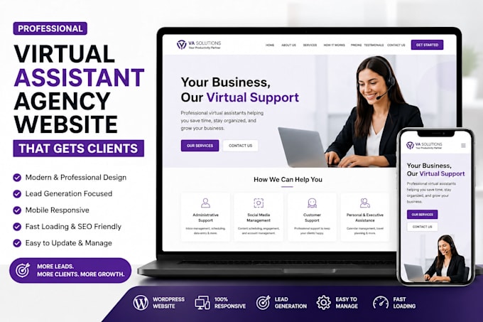 build virtual assistant agency website that gets clients