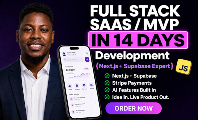 build ai saas mvp, full stack web app with next js, superbase, react and node