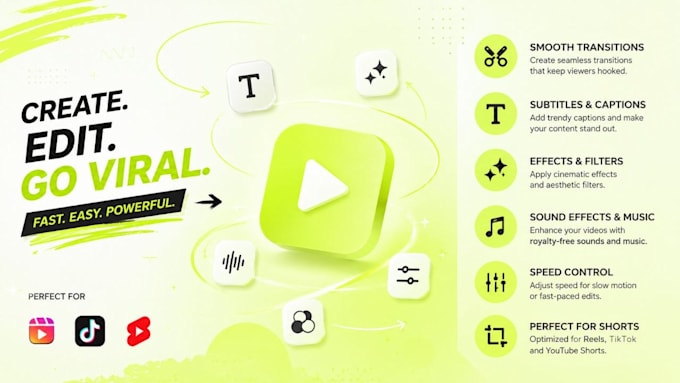 edit engaging tiktok, youtube, instagram videos