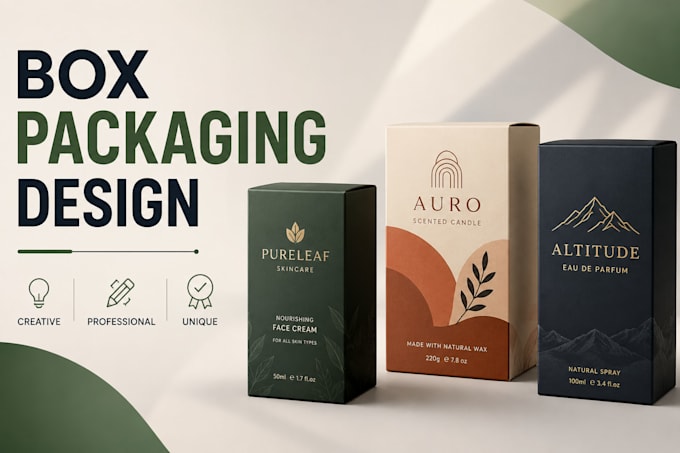 do product packaging design, box packaging, mailer box and amazon box packaging