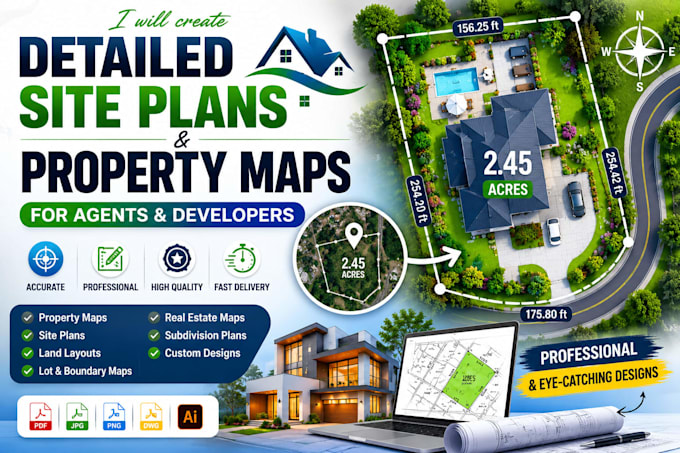 create detailed site plans and property maps for agents and developers