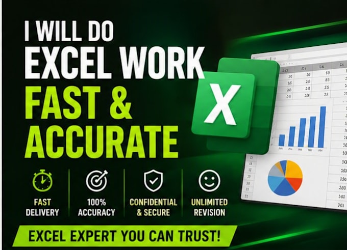 do excel data entry, pivot tables, formatting, charts and graphs