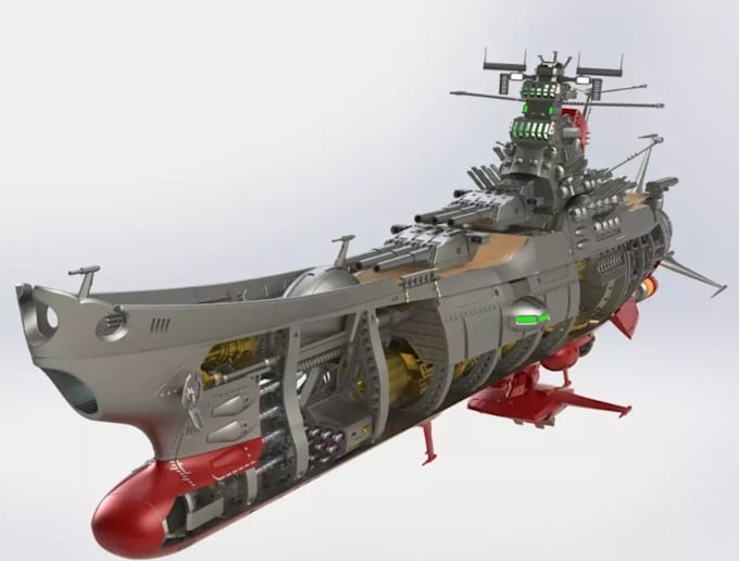 create a space battleship 3d model, spaceship, spacecraft, starship, game assets