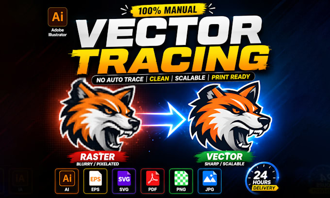 manually vector trace, convert logo or image to clean vector