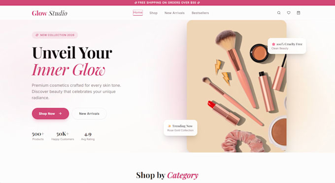 build a modern beauty or comestics ecommerce website